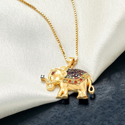 0.50 Ct. T.W. Multicolored Sapphire Elephant Pendant Necklace in 18Kt Gold over Sterling. 18 Inches