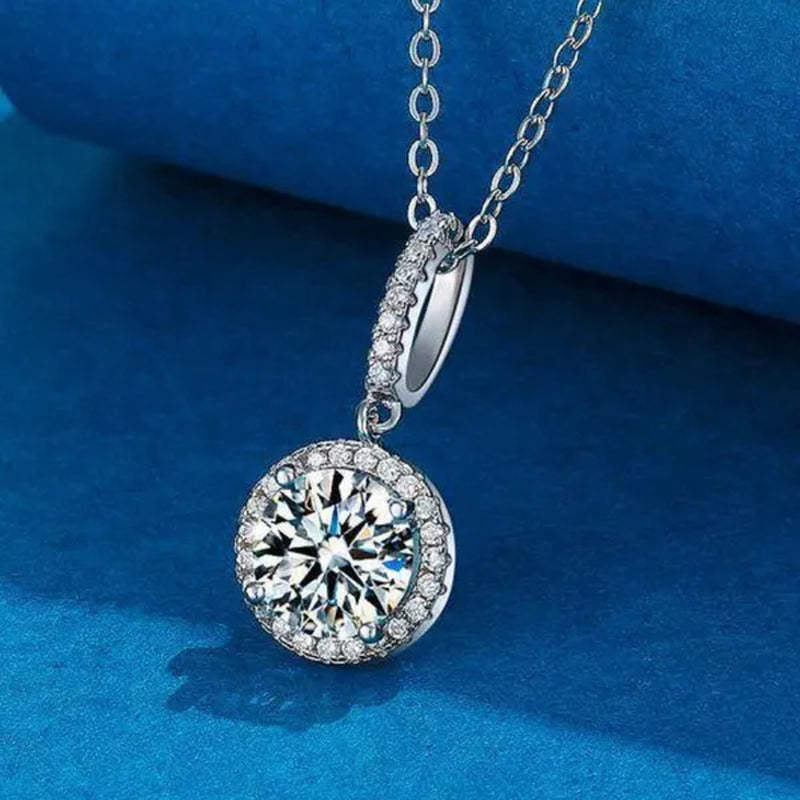 Exquisite Fashion 2ct Moissanite Solitaire Pendant Necklace for Bridal Engagement Wedding Women Necklace