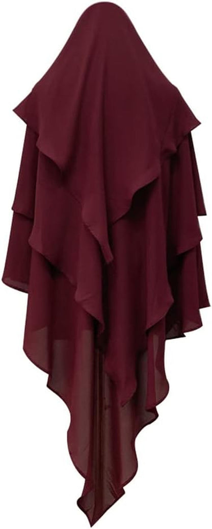 Long Khimar Hijab Scarf Wrap 3 Layer Abaya Jilbab Muslim Islam Women Niqab Jilbab Ramadan Eid Prayer Garment