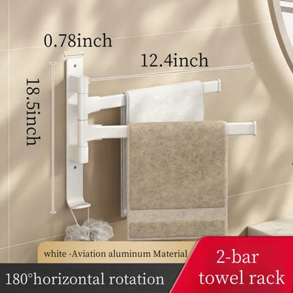 2024 New Wall Mounted 180° Swivel Multi-bar towel rack Towel Hanging Holder for Bathroom with Hook