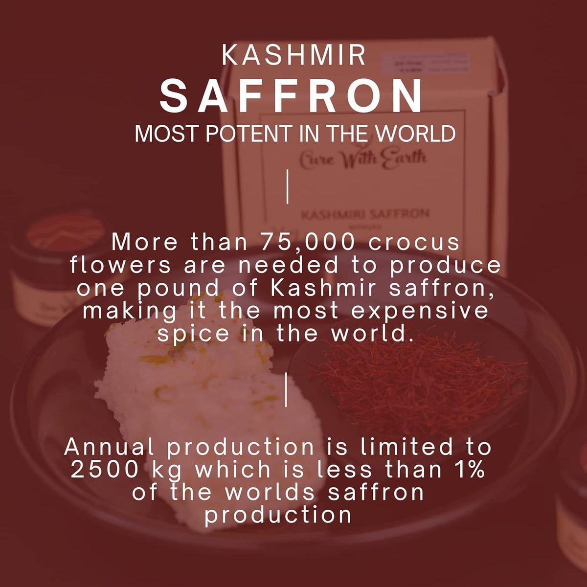 CWE Pure Natural Kashmir Saffron Threads/Kesar 1G | from the Finest Farmlands of Pampore, J&K, India | Tested and Certified as Grade A