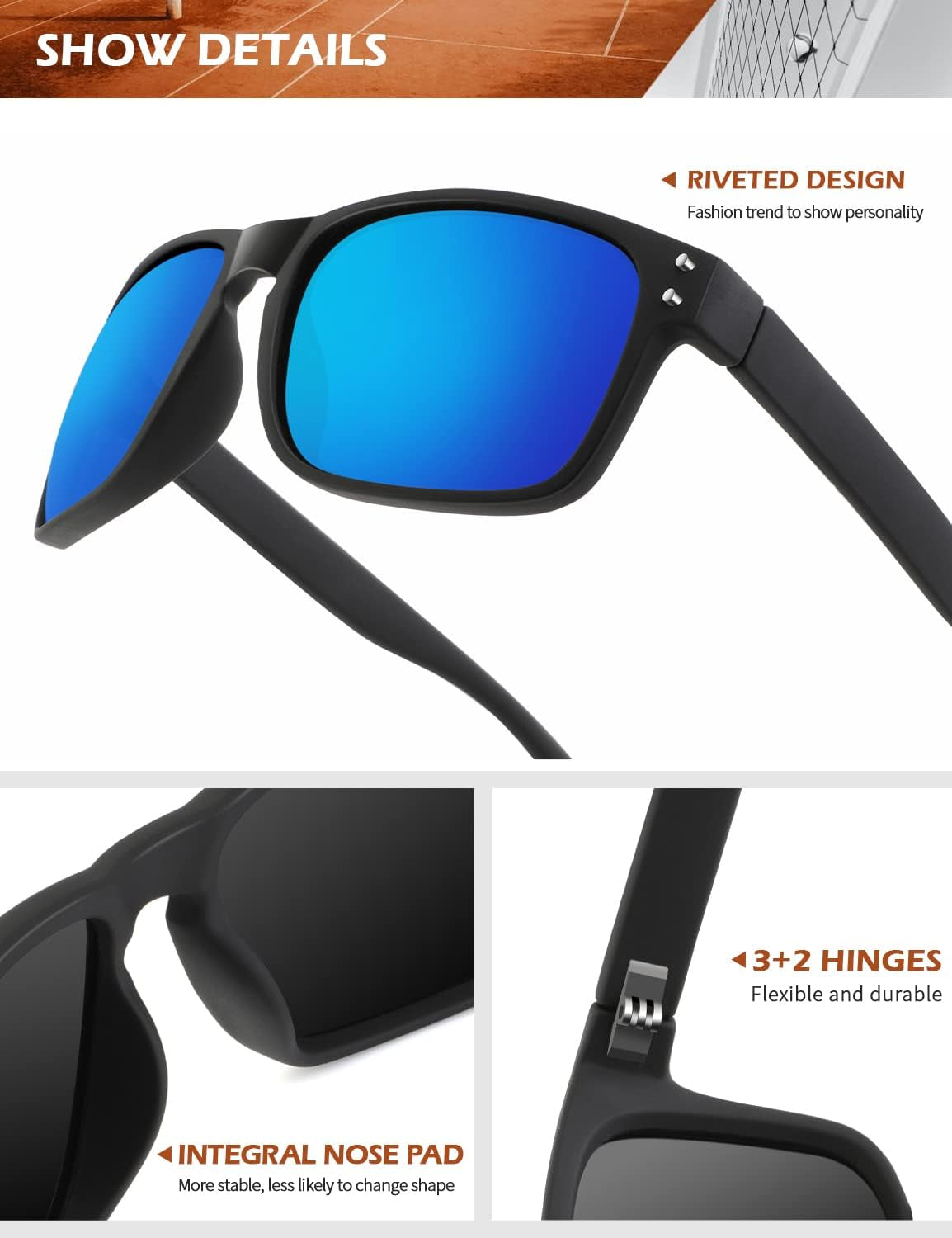 Polarized Sunglasses for Men and Women Vintage Style Sun Glasses for Fishing Running Driving with UV Protection