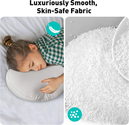 Pillow Phone Holder for Bed, 360° Bed Phone Holder Laying Down, Hands-Free Iphone Stand for Bed/Sofa/Lap, Compatible W/ 4.7"-7.0" Cell Phones, Flexible Dual Arm with Microbead Cushion