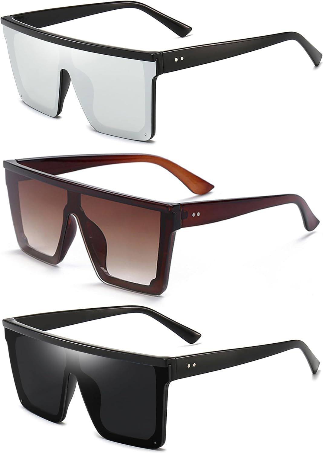 Square Oversized Sunglasses for Women Men Fashion Flat Top Big Black Frame Shades