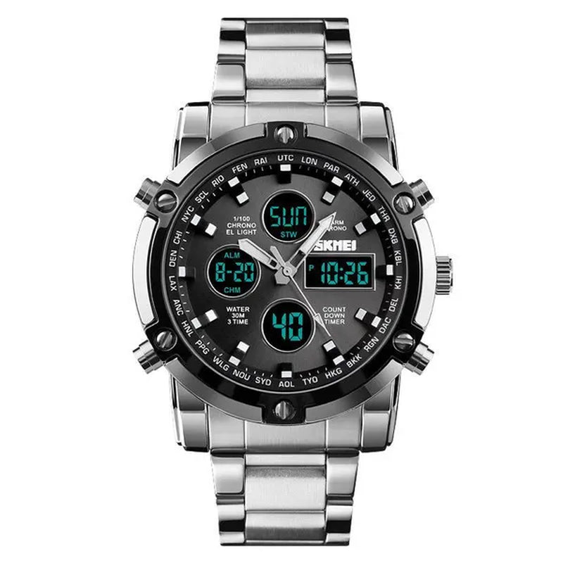 Fashion SKMEI 1389 Top Luxury Brand Stainless Steel Strap Wrist Watch Sport Countdown Watches