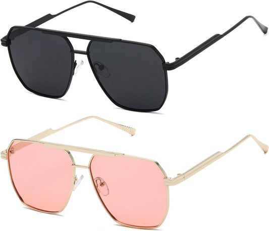 Polarized Sunglasses Womens Men Retro Oversized Square Vintage Shades Classic Large Metal Sun Glasses K1221