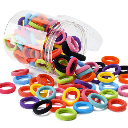 100 Pcs Baby Hair Ties, Seamless Cotton Toddler Hair Ties for Girls and Kids, Multicolor Small Soft Hair Elastics Ponytail Holders(10Colors)