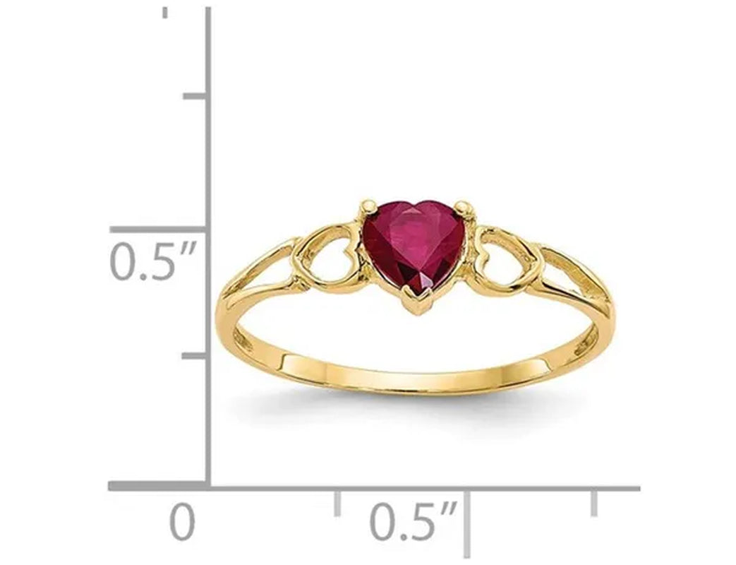 1/2 Carat (ctw) Natural Ruby Heart Promise Ring in 14K Yellow Gold