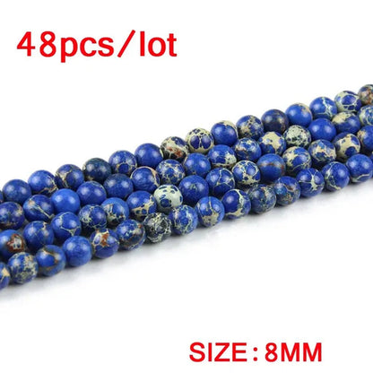 Sapphire Blue Imperial Pine Turquoise Beads Natural Stone Top Quality Loose Beads 4/6/8/10/12MM Jewelry Bracelet Accessories DIY