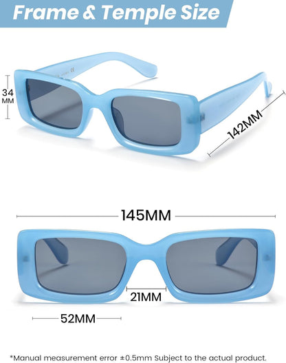 Rectangle Sunglasses Men Tinted Polarized Big Square Retro 90S Vintage Y2K Glasses for Women UV Protection