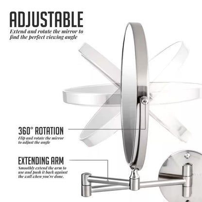 Small round Polished Chrome Tilting Modern Mirror (13.6 In. H X 1.6 In. W)