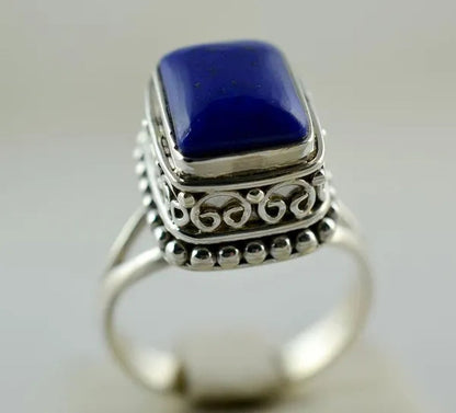 Genuine Lapis Lazuli 925 Sterling Silver Handmade Ring Size 6 to 10 (US)