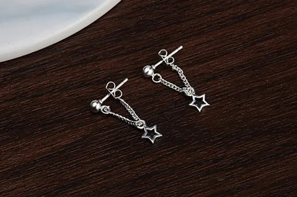925 Sterling Silver Exquisite Star Dangle Earrings for Women Punk Drop Earrings for Women Sterling Silver Jewelry