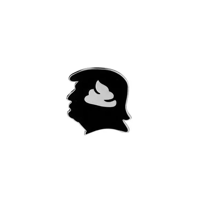 New Punk Black Enamel Brooch Pin Trump Shithead Denim Jacket Pins Bag Hat Decoration