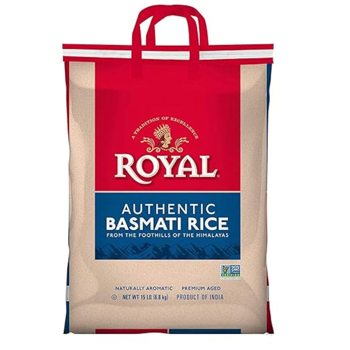 Authentic  - Naturally Aged Long Grain Indian White Basmati Rice - 15 Lbs