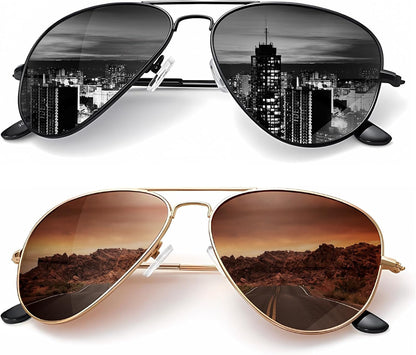 Classic Aviator Sunglasses for Men Women Driving Sun glasses Polarized Lens UV Blocking