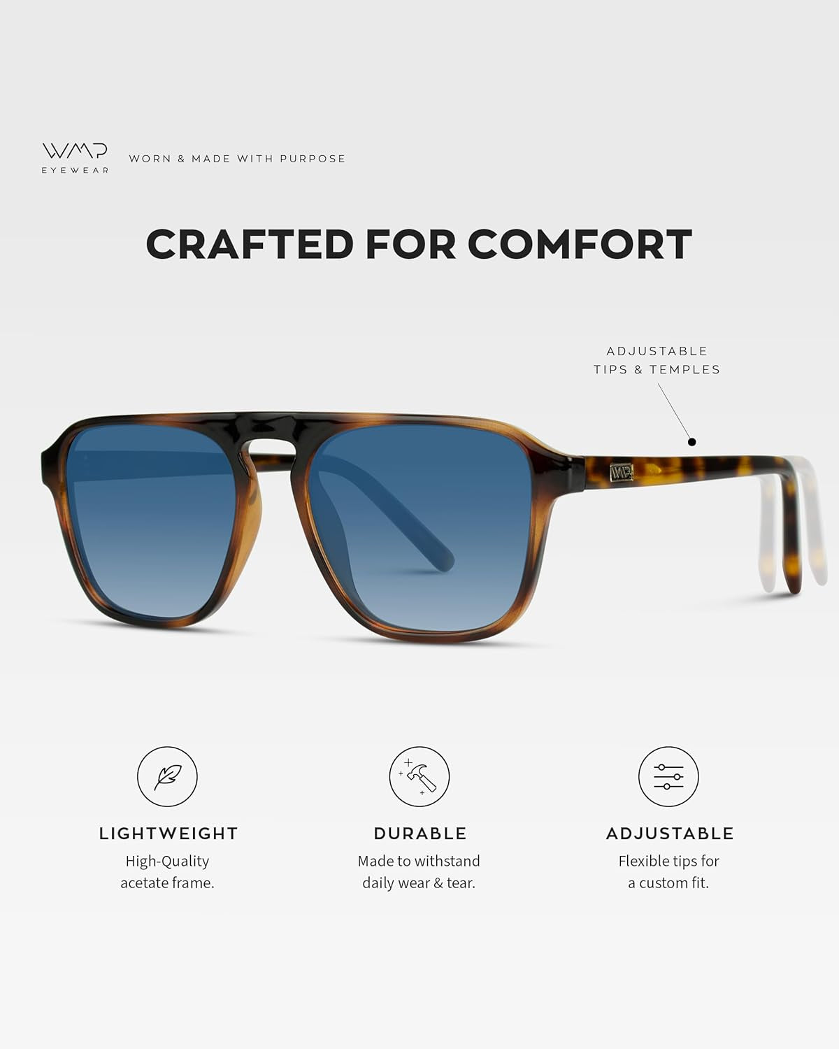 Polarized Modern Aviator One-Bridge Square Mens Sunglasses