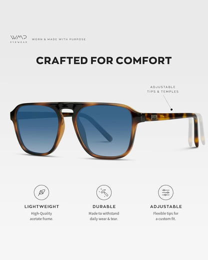 Polarized Modern Aviator One-Bridge Square Mens Sunglasses