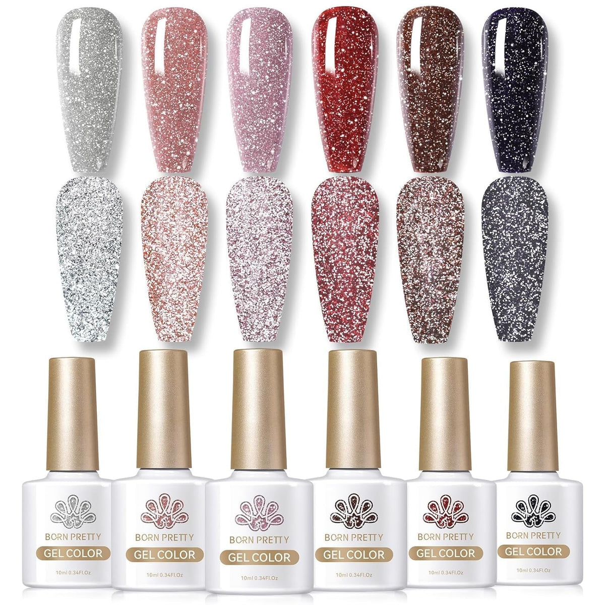 Cat Magnetic Gel Nail Polish Set Auroras 9D Cat Magnetic Eye Glitter Gel Polish Nail Art Manicure Collection Gift 6PCS