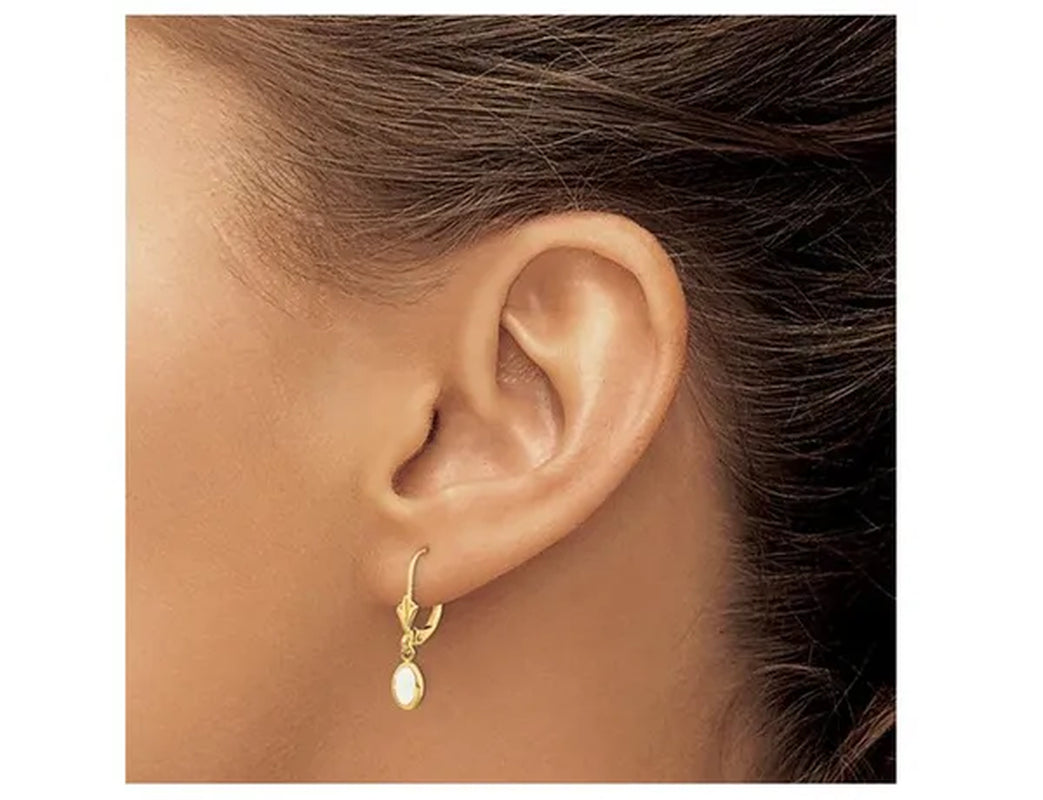 3/5 Carat (ctw) Opal Drop Dangle Earrings in 14K Yellow Gold