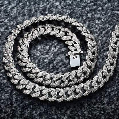 Mens Womens Gold Cuban Chain Necklaces or Bracelet Iced Out Cz Diamond Cuban Link Chain Necklace Stainless Steel