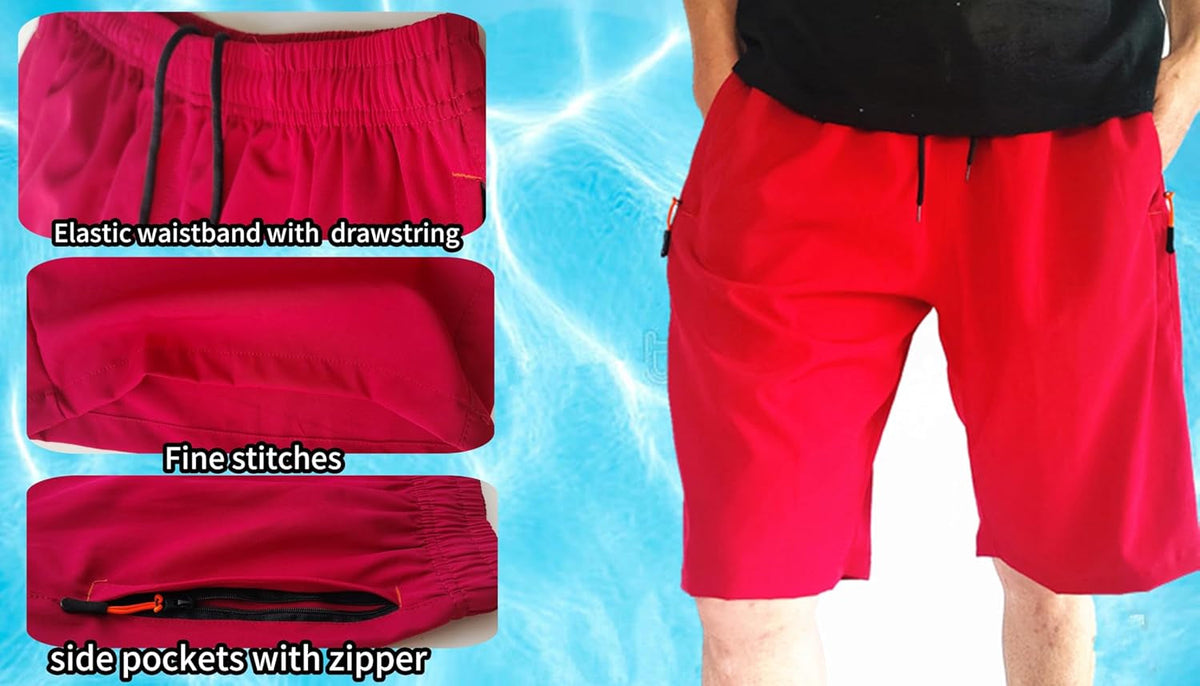 Men'S Athletic Running Workout Shorts 11 Inches Swim Trunks with Ziper Pockets Quick Dry Lightweight
