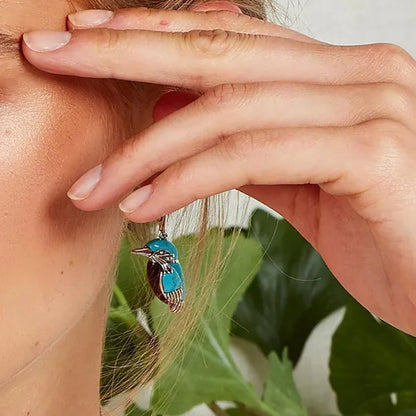 Vintage Women's Exquisite 925 Sterling Silver Hook Dangle Turquoise Amber Hummingbird Bird Earrings Engagement Wedding Earrings Birthday Anniversary Gift Jewelry
