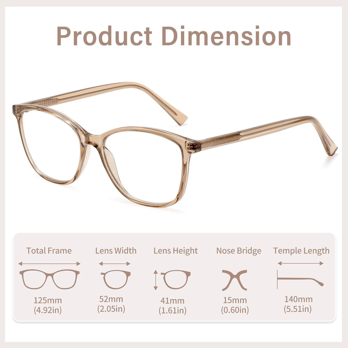 Blue Light Blocking Glasses Anti Eyestrain UV Glare Blue Light Glasses for Women with Case, TV Phone Computer Gaming Eyeglasses (Coffee Brown)
