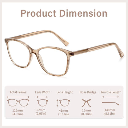 Blue Light Blocking Glasses Anti Eyestrain UV Glare Blue Light Glasses for Women with Case, TV Phone Computer Gaming Eyeglasses (Coffee Brown)