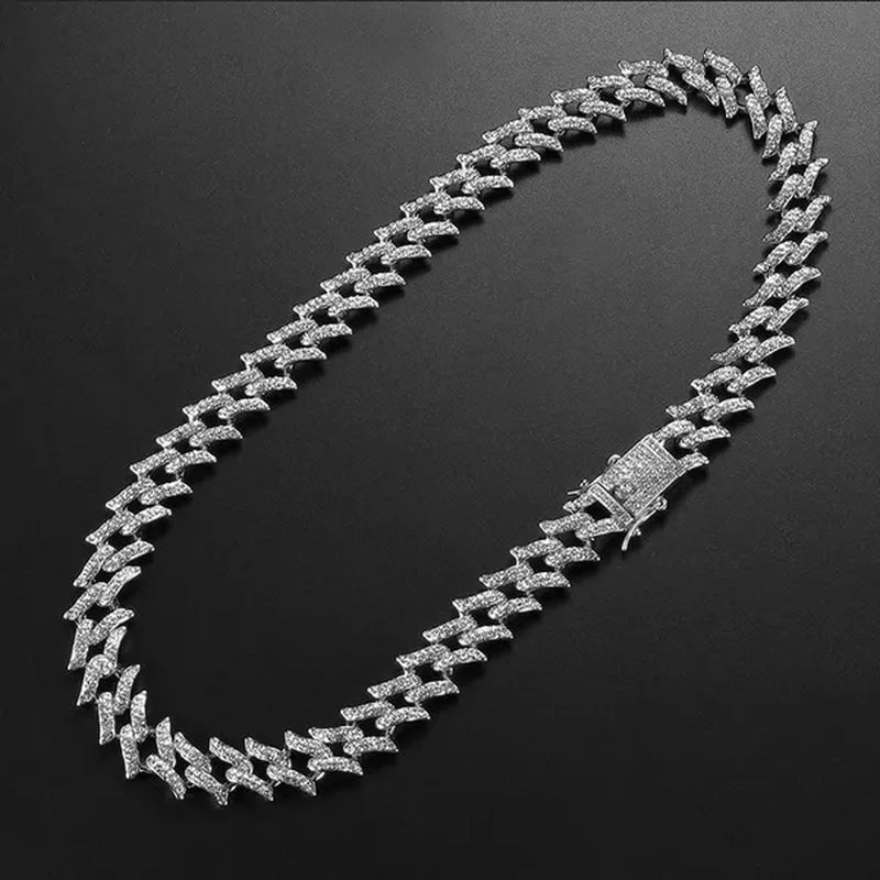 Iced Out Chain 925 Silver Diamond Miami Cuban Chain Link Choker Hip Hop Jewelry Silver Chain for Men Necklace Bracelet 7-24 Inch