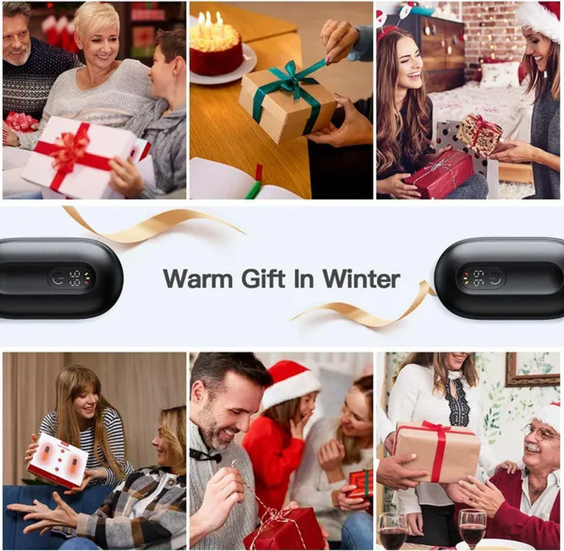 Pack of 2 Hand Warmers Rechargeable Power Bnak, Portable Pocket Heater Warm Gift for Outdoors, Camping, HuntingMagnetic Electric Hand Warmer with Digital Display, Reusable Handwarmers Heat Up to 140℉