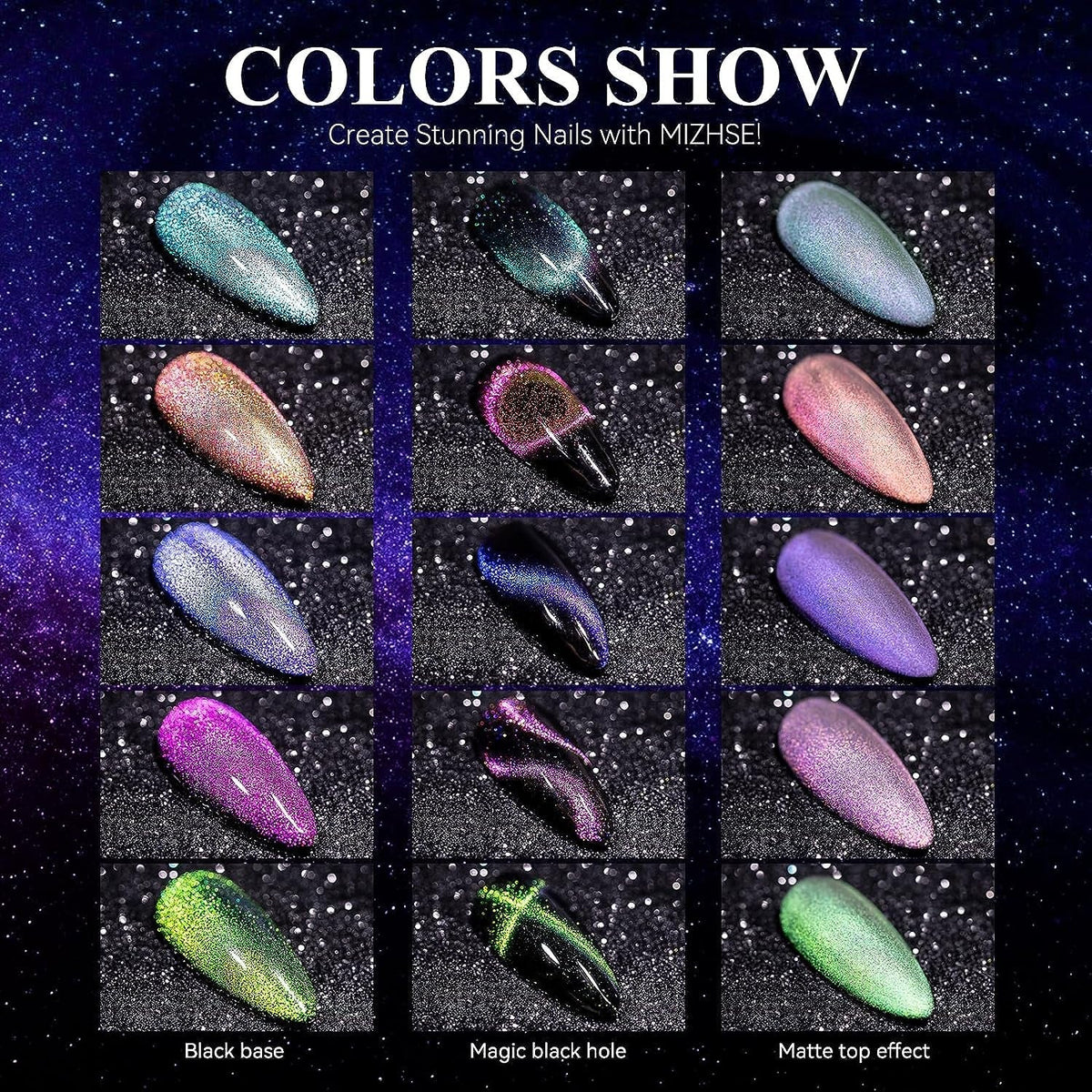 9D Cat Eye Gel Nail Polish, Magnetic Cat Eye Gel Polish Set, 10ml*6 with 2 Magnets, Classic Colors Chameleon Magic Galaxy Effect Soak off Nail Art - Sparkle Stunning Gel Polish Gift for Women