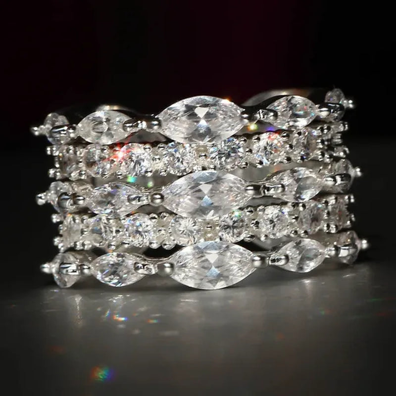 Luxury  Silver White Sapphire Ring Natural Stone Birthstone Gemstones Engagement Rings Wedding Anniversary Bride Women Square Ellipse Ring Size 6 7 8 9 10