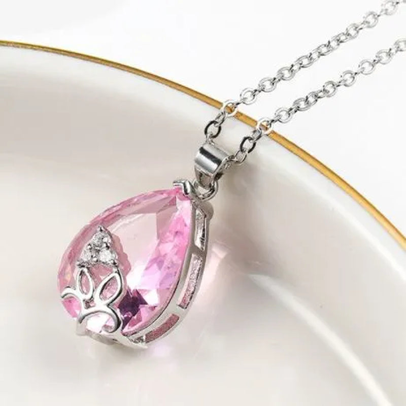 woman fashion Jewellery Elegant Pink Topaz Pendant  Gold-plated noble Zircon AAA Necklace