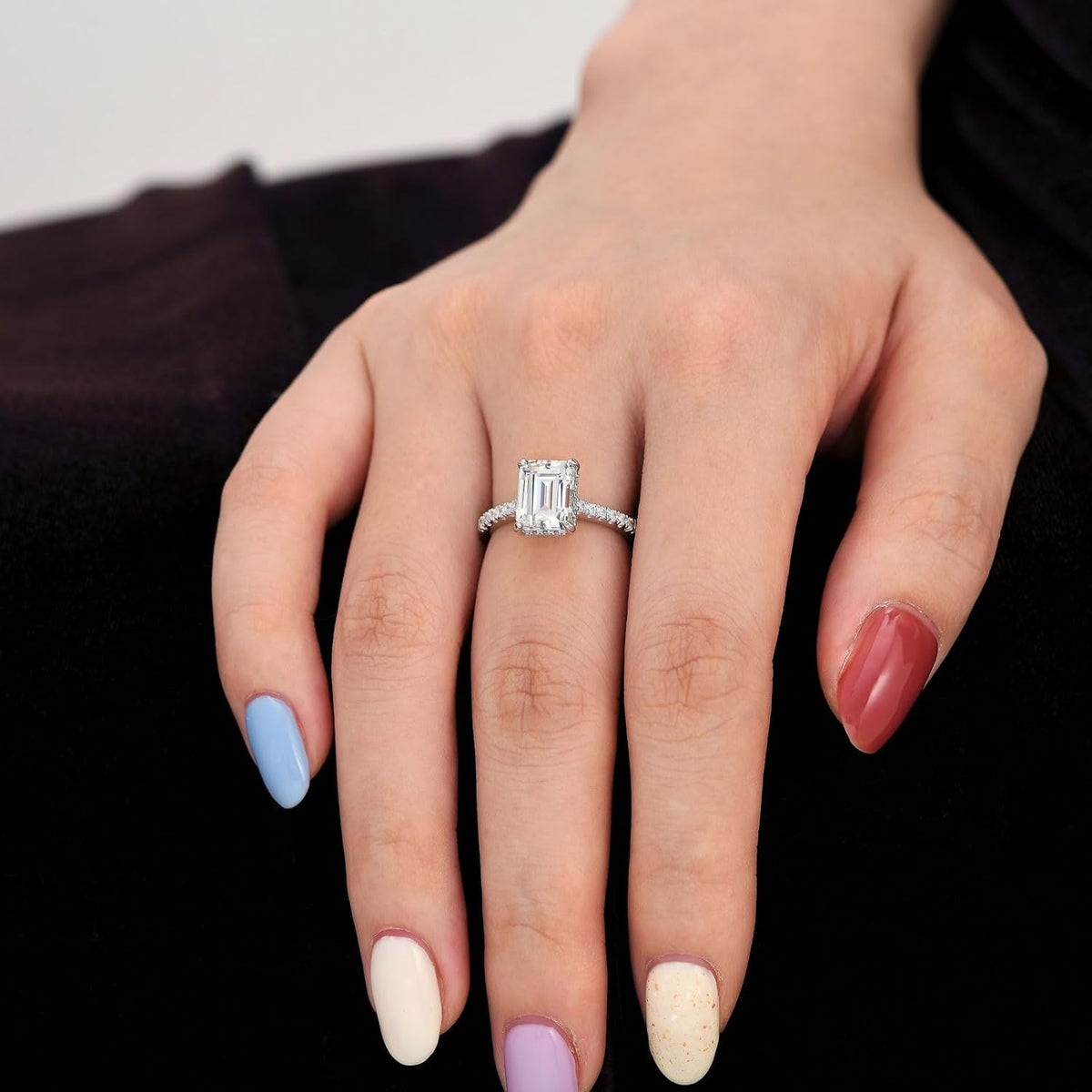 SHELOVES 3 Carat Emerald Cut Engagement Rings AAAAA White Cz 925 Sterling Silver Wedding Band 4-13