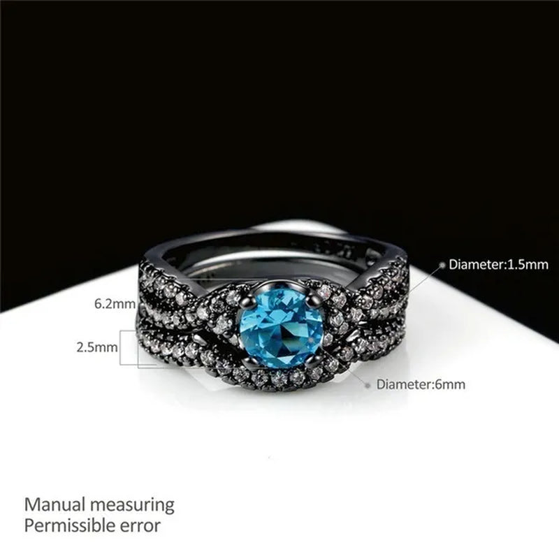 (3PCS RINGS)  Couple Wedding Rings 10KT Black Gold Plated  Womens Bridal Ring Sets and Titanium Steel Mens Engagement  Bands Jewelry   Size5-12