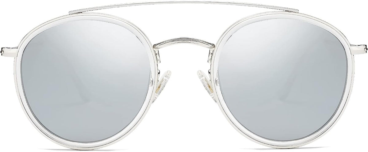 Retro Round Double Bridge Polarized Sunglasses for Women Men Vintage Circle UV400 Sunnies SJ1104