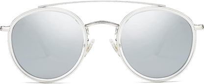 Retro Round Double Bridge Polarized Sunglasses for Women Men Vintage Circle UV400 Sunnies SJ1104