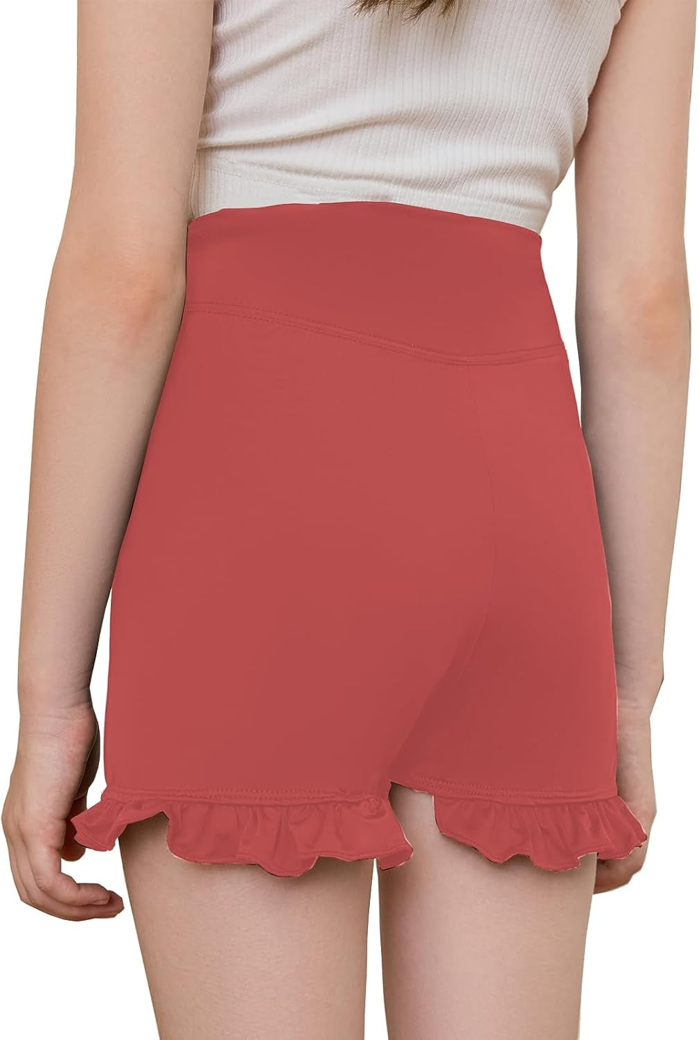 Girls Athletic Shorts High Waisted Ruffle Dance Shorts Yoga Workout Running Shorts