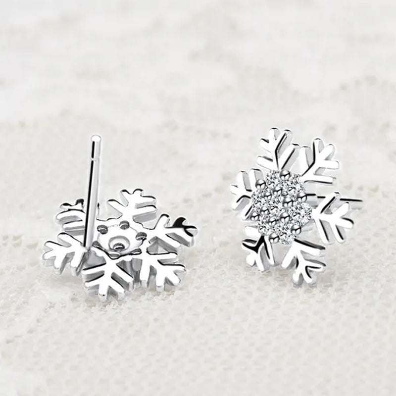 Junxin Elegant Natural Gemstone Full Diamond AAA CZ Snowflakes Stud Earrings Wedding Jewelry for Women