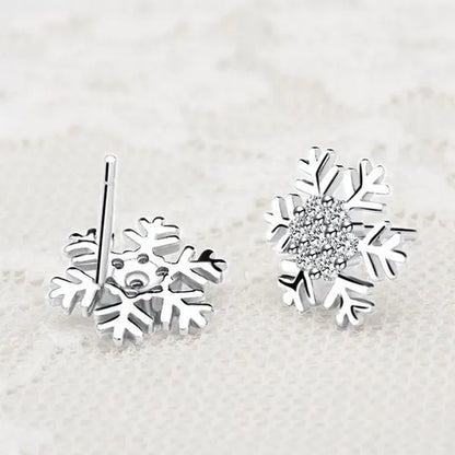 Junxin Elegant Natural Gemstone Full Diamond AAA CZ Snowflakes Stud Earrings Wedding Jewelry for Women