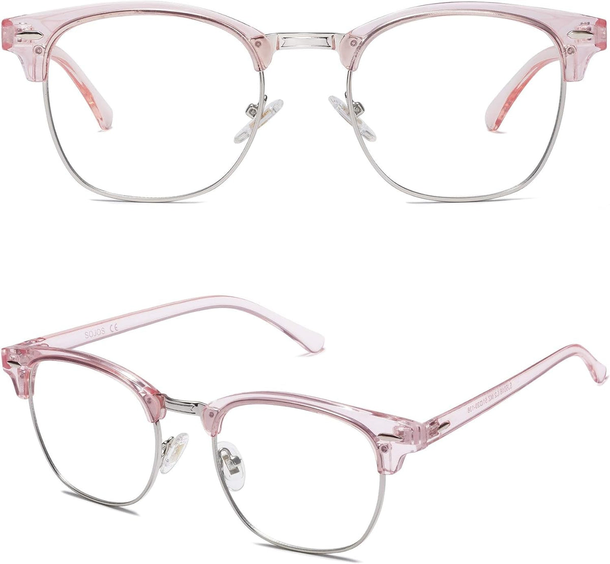 Retro Semi Rimless Blue Light Blocking Glasses Half Horn Rimmed Eyeglasses SJ5018