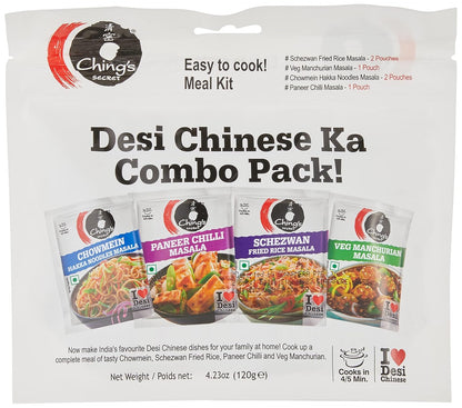 Desi Chinese Ka Combo Pack - Chowmein, Schezwan, Fried Rice, Paneer Chilli and Veg Manchurian - 120 Gram