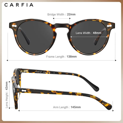 round Acetate Polarized Sunglasses for Women Small Face UV Protection with Leather Case CA5288