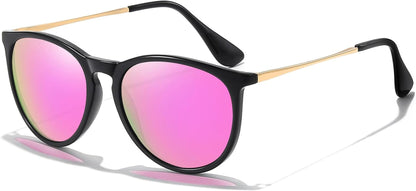 Polarized Sunglasses for Women Men - Trendy 2024 Vintage Classic Retro Round Mirrored Lens Designer Style