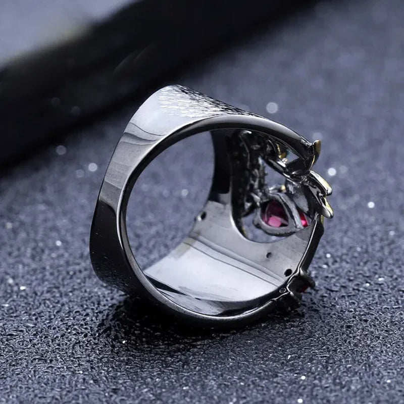 Latest Beautiful Flowers Luxury Vintage Fashion Jewelry  Two-tone zircon  Ruby Cutout Ring Bridal Engagement Wedding Party Anniversary Ring Christmas Mother's Day Gift Jewelry Size US5-11