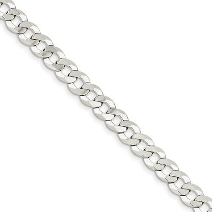 Fashion Solid 925 Silver 8Mm Close Link Flat Curb Cuban Chain Necklace with Secure Lobster Lock Clasp