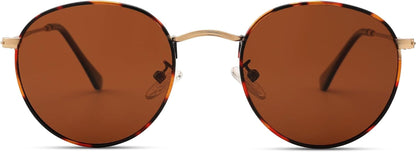 Small Round Metal Polarized Sunglasses for Women Retro Designer Style