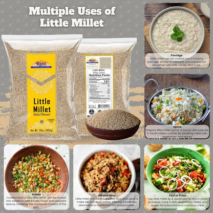 Rani Little Millet (Panicum Sumatrense) Whole Ancient Grain Seeds 28Oz (800G) ~ All Natural | Gluten Friendly | NON-GMO | Kosher | Vegan | Indian Origin | Kutki/Shavan/Saamai/Sama Kannada