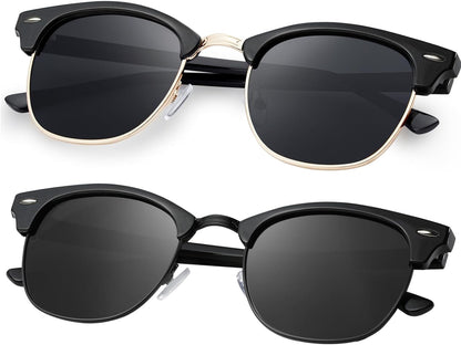 Sunglasses Men and Womens, Polarized Sunglasses for men with UV Blocking Semi-Rimless Frame for Driving & Hiking
